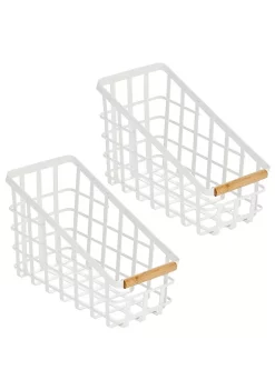 Brand new 🔥 MDesign Open Front Basket with Bamboo Handle 12" x 6" x 8" 😍