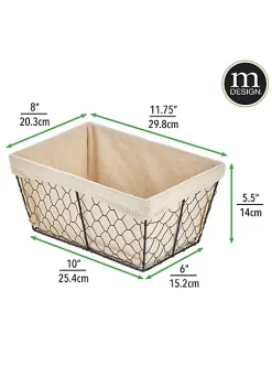 Buy 😉 MDesign Wire Basket with Fabric Liner 10" x 6" x 6" ❤️ -Storage Basket Store Belk 3010