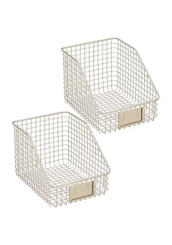 Best Pirce 🔔 MDesign Wire Open Front Basket with Label Holder 12" x 12" x 8" 🎁