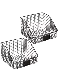 Best Pirce 🔔 MDesign Wire Open Front Basket with Label Holder 12" x 12" x 8" 🎁 -Storage Basket Store Belk 3024