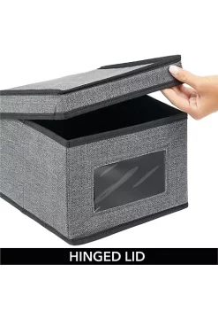 Cheap 🎉 MDesign Lidded Fabric Organizer with Window Set 11.5" x 9" x 6" 🎁 -Storage Basket Store Belk 3060