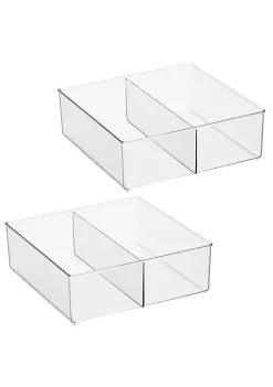 Cheap 😍 MDesign Dual-Compartment Bin 12" x 12" x 4" 👍 -Storage Basket Store Belk 3071