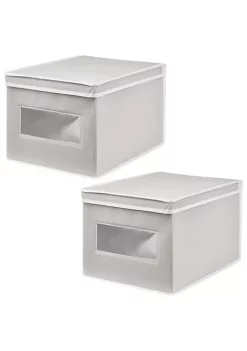 Outlet π₯ MDesign Lidded Fabric Box with Window Set 12" x 15.5" x 10" π§¨