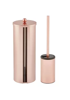 Buy 🥰 MDesign Stainless Steel Toilet Paper Canister with Bowl Brush 👍