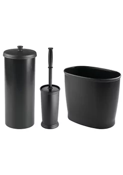 Discount ❤️ MDesign Toilet Brush, Canister, and Wastebasket Set 🥰 -Storage Basket Store Belk 722