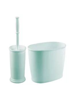 New 😍 MDesign Waste Can with Toilet Bowl Brush Set 🔔 -Storage Basket Store Belk 817