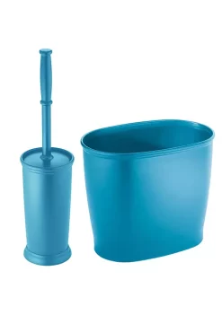 New 😍 MDesign Waste Can with Toilet Bowl Brush Set 🔔 -Storage Basket Store Belk 819