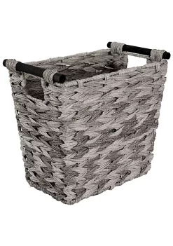 Promo 🛒 MDesign Woven Wastebasket with Wood Handles 🛒 -Storage Basket Store Belk 927